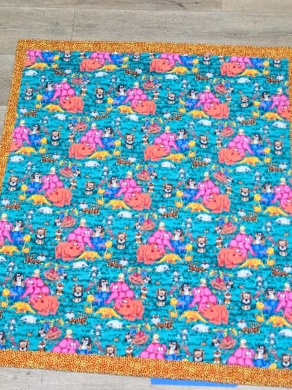 Handmade Baby Quilted Blanket Noah’s Ark Animals multicolor 50x40in